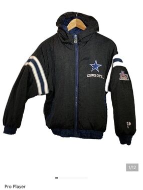 NFL Experience Dallas Cowboys Youth XL 14-16 Reversible Jacket Pro Player Vtg